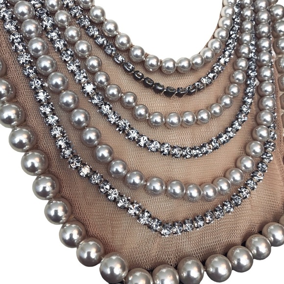 AIDAN MATTOX Dress Size 0 Party Prom Mini Dress Black Pearl Crystal Neckline - Picture 10 of 12